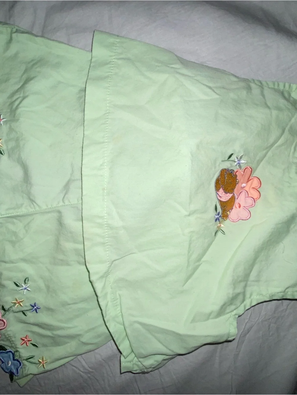 Light Green Embroidered Women’s Shorts